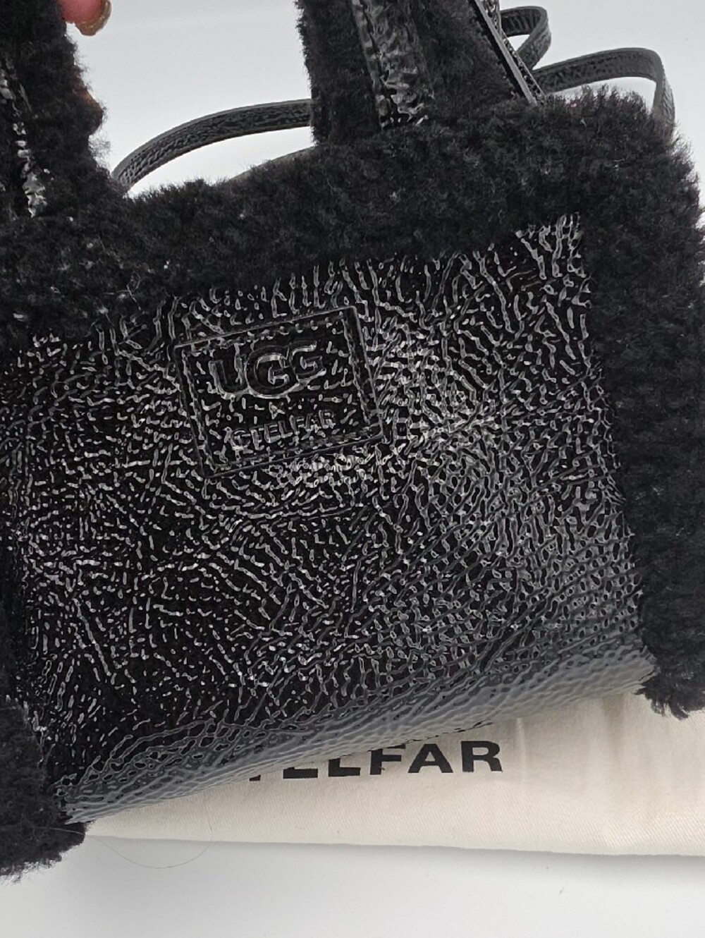 Telfar X Ugg Collab Black On Black Crinkle Sherpa Small Shoppers Tote (NWOT)🖤 - Picture 7 of 14